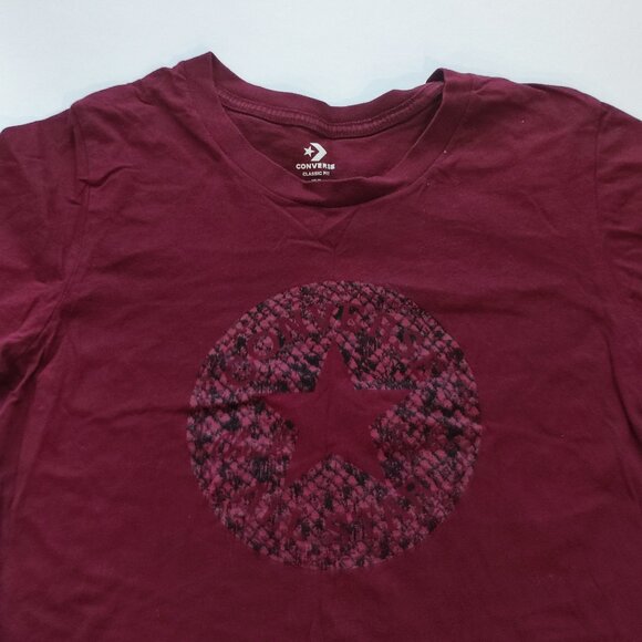 Converse T-shirt classic fit burgundy with traditional logo women's size M - Picture 2 of 5
